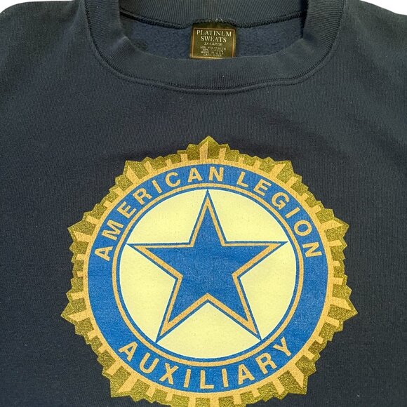Vintage American Legion Auxiliary Sweatshirt Men's 3XL Pullover Crewneck Navy - Picture 5 of 5